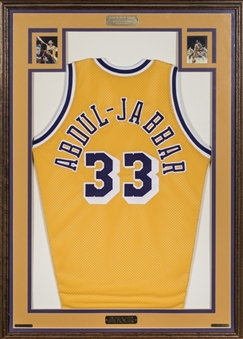 1988-89 Kareem Abdul-Jabbar Final Season Game Used Los Angeles Lakers Jersey in 30x42 Framed Display Presented For #33 Retirement (Abdul-Jabbar LOA)